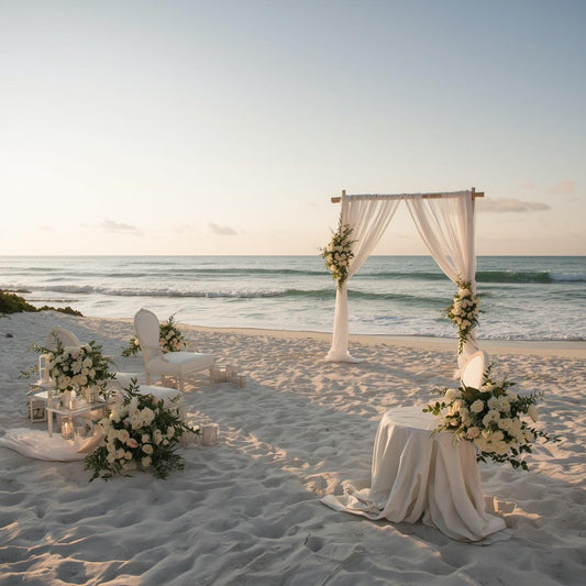 Luxury 2026 Beach Wedding Package Vancouver | Floral Arch, Aisle Décor & Full Setup