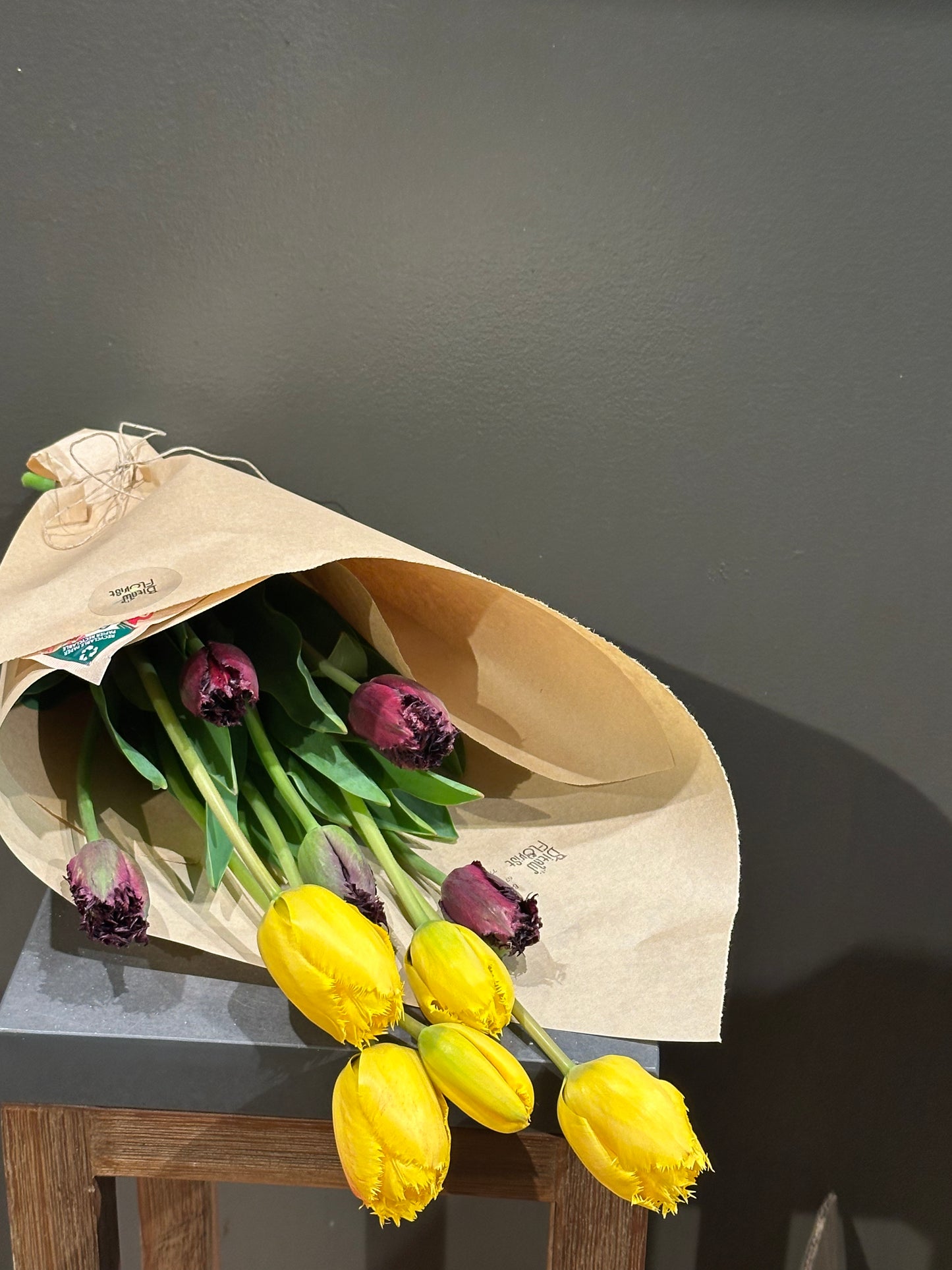 Imperial Glow Tulip Design | Dark Purple & Yellow Luxury Tulip Bouquet Vancouver Florist